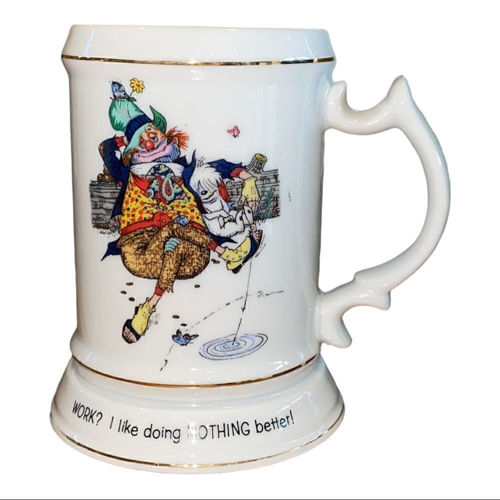 1973 Vintage Happy Hobos Genuine Porcelain Clown Stein Mug